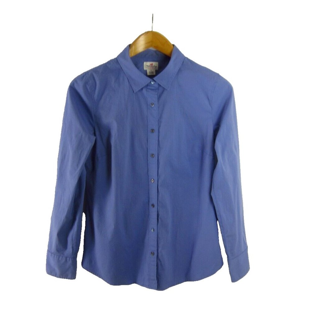 J Crew Haberdashery Womens Small Periwinkle Blue Shirt LS Cotton Classic Preppy